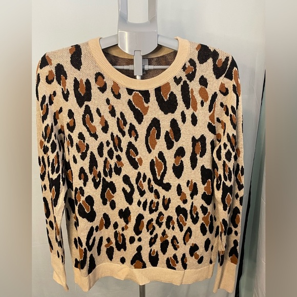 A New Day‎ Tan/Black Leopard Print Sweater LARGE - Picture 1 of 7